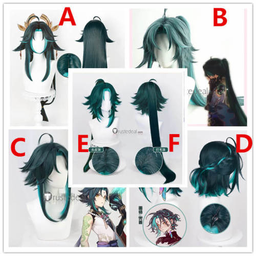 Genshin Impact Xiao Female Genderbend Short Long Green Blue Cosplay Wig