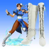 Street Fighter CHUN LI White Cosplay Boots Shoes