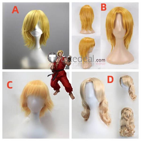 Street Fighter II III IV V Ken Blonde Yellow Styled Cosplay Wig