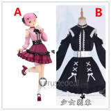 Re: Zero kara Hajimeru Isekai Seikatsu Rem Ram Girly Outfit Version Black Pink Cosplay Costumes