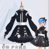 Re: Zero kara Hajimeru Isekai Seikatsu Rem Ram Girly Outfit Version Black Pink Cosplay Costumes