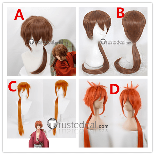 Rurouni Kenshin Himura Kenshin Brown Orange Styled Cosplay Wig