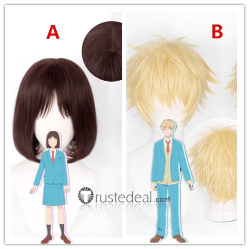 Skip and Loafer Sousuke Shima Mitsumi Iwakura Brown Blonde Cosplay Wig