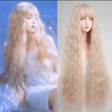 100cm Long Sheep Rolls Wavy Curls Orange Pink Blodne Brown Lolita Wig~