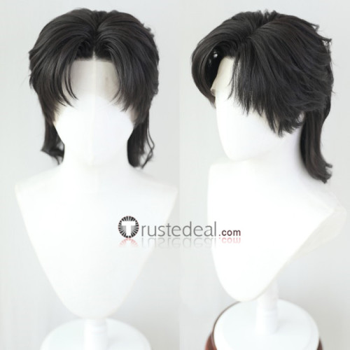 Lace Front Black Silver Grey Mullet Wolf Cut Middle Part Styled Wig