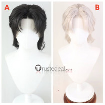 Lace Front Black Silver Grey Mullet Wolf Cut Middle Part Styled Wig