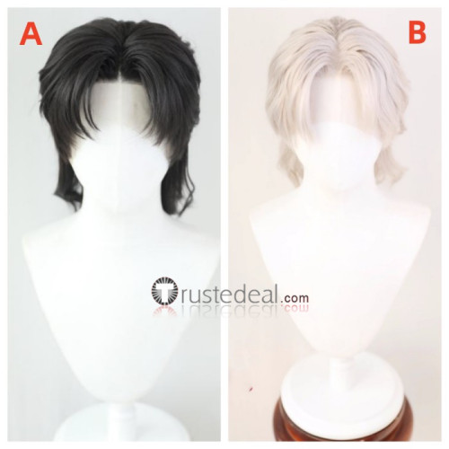 Lace Front Black Silver Grey Mullet Wolf Cut Middle Part Styled Wig