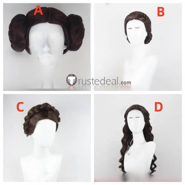 Star Wars Princess Leia Organa Padme Amidala Brown Styled Cosplay Wigs