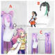 Pokemon Scarlet Violet Miriam Nemona Black Green Pink Styled Cosplay Wig
