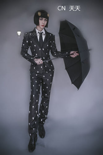 JoJo's Bizarre Adventure Vento Aureo Golden Wind Bruno Buccellati Funeral Suit Cosplay Costume
