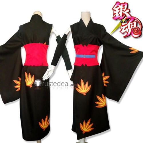 Gintama Tsukuyo Black Kimono Cosplay Costume
