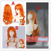 One Piece Nami Long Orange Curly Cosplay Wig