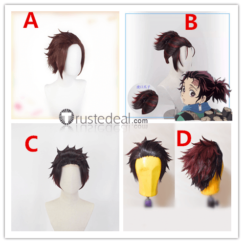 Kimetsu no Yaiba Demon Slayer Tanjiro Kamado Ponytail Styled Cosplay Wig