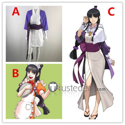 Phoenix Wright Ace Attorney Maya Fey Mayoi Ayasato Purple Maid Cosplay Costume
