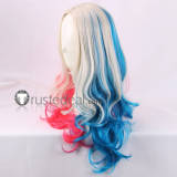 Suicide Squad Kill The Justice League Batman and Harley Quinn Long Blonde Pink Red Cosplay Wig