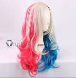 Suicide Squad Kill The Justice League Batman and Harley Quinn Long Blonde Pink Red Cosplay Wig