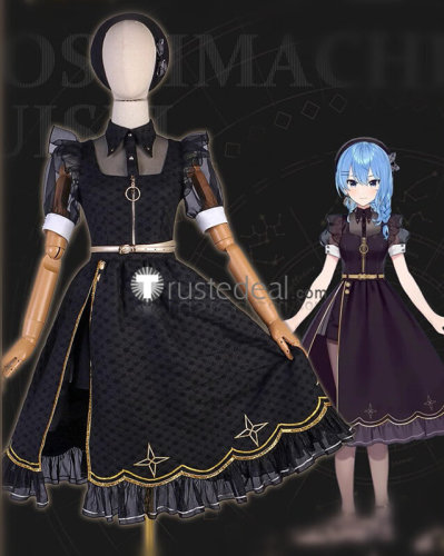Vtuber Virtual YouTuber Hololive Hoshimachi Suisei Black Dress Battle Maid Cosplay Costume