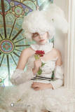 Black Butler Kuroshitsuji Book of Circus Doll White Dress Cosplay Costume Umbrella 3