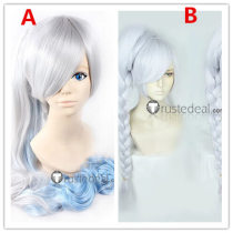 RWBY 7 Weiss Schnee Long Silver Ponytail Cosplay Wigs