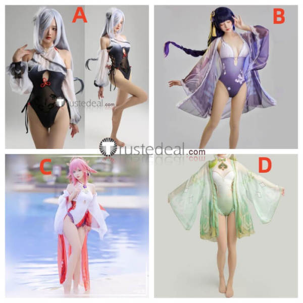 Genshin Impact Raiden Shogun Shenhe Yae Miko Nahida Swimsuit Bikini Summer Cosplay Costumes