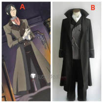 Black Butler Kuroshitusji Sebastian Michaelis Teacher Tutor Black Cosplay Costume