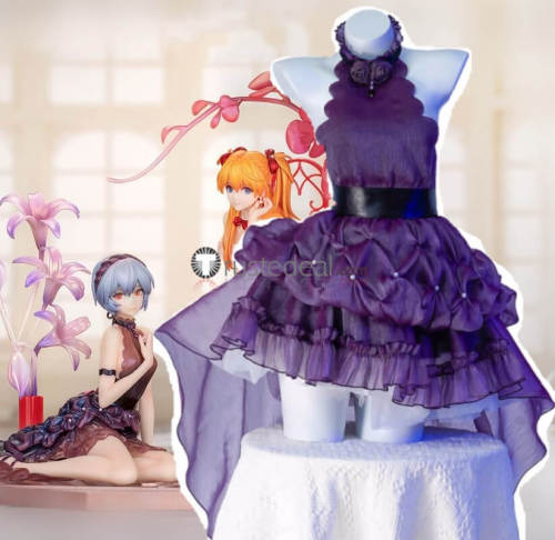 Neon Genesis Evangelion Rei Ayanami Whisper of Flower Purple Gown Dress Cosplay Costume 2