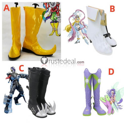 Digimon Angewomon Fairimon Beelzebumon Piedmon Yellow Cosplay Shoes Boots