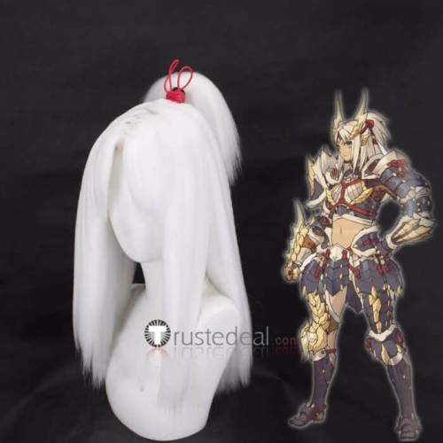 Monster Hunter Rise Azure Age Alpha Rathalos Female Armor White Silver Styled Cosplay Wig