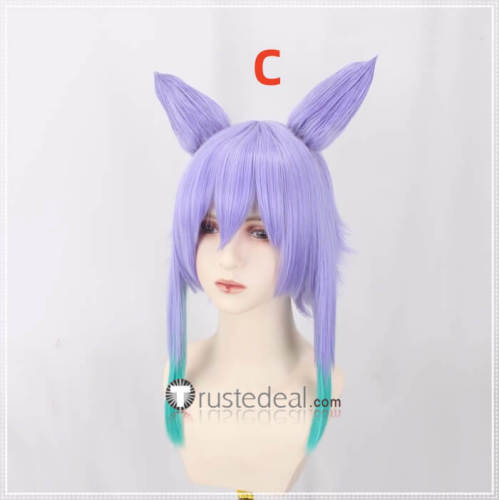 Twin Star Exorcists Sousei no Onmyouji Tatara Silver Purple Green Styled Cosplay Wigs Ears