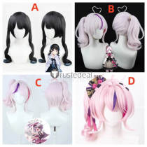 Vtuber Virtual YouTuber NIJISANJI Maria Marionette Tsukino Mito New Pink Black Cosplay Wig