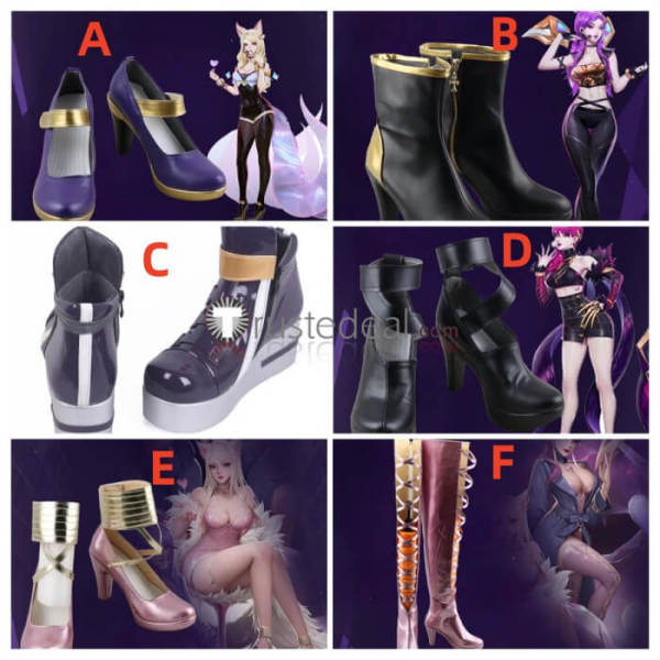 League of Legends KDA Skins Akali KaiSa Ahri Evelynn Cosplay Shoes Boots