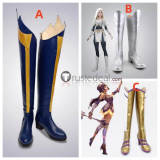 League of Legends LOL Elementalist Storm Lux Prestige Porcelain Lux Warriors Silver Blue Cosplay Boots Shoes