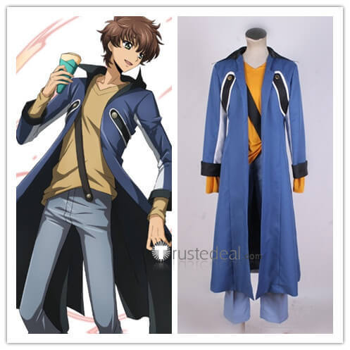 Code Geass Lelouch of the Rebellion Suzaku Kururugi Casual Wear Blue Cosplay Costume