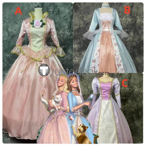 Barbie as The Princess and The Pauper Anneliese Erika Pink Blue Dress Cosplay Costume