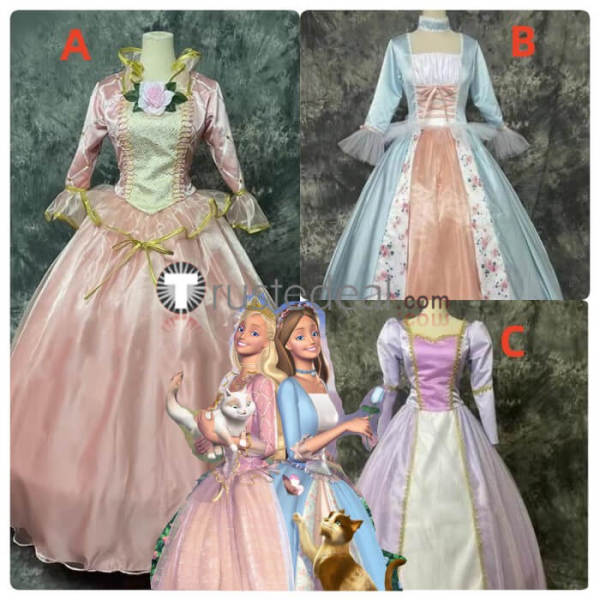 Barbie as The Princess and The Pauper Anneliese Erika Pink Blue Dress Cosplay Costume