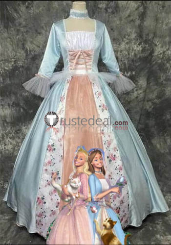 barbie blue dress costume Barbie Blue Satin Cosplay Costume Without Boning / Traditional Lace Tie