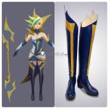 League of Legends LOL Elementalist Storm Lux Prestige Porcelain Lux Warriors Silver Blue Cosplay Boots Shoes