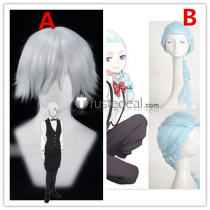 Death Parade Death Billiards Decim Nona Blue Silver Cosplay Wig