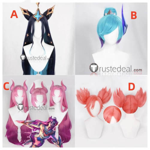 League of Legends LOL Star Guardian Kaisa Orianna Taliyah Prestige Syndra Pink Black Blue Purple Cosplay Wigs
