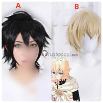 Seraph of the End Owari no Serafu Mikaela Hyakuya Yuichiro Hyakuya Short Black Blonde Cosplay Wig