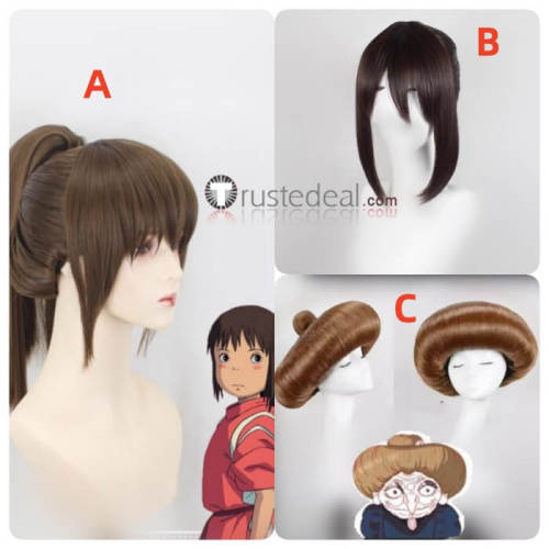Spirited Away Chihiro Ogino Yubaba Brown Ponytail Styled Cosplay Wig
