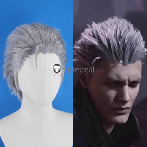 Devil May Cry 5 DMC5 Vergil Silver Styled Cosplay Wig