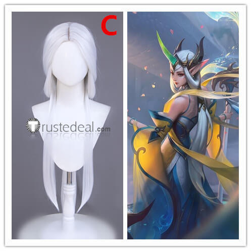 League of Legends Nightbringer Dawnbringer Soraka Immortal Journey White Blue Red Cosplay Wig