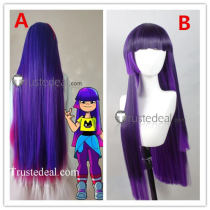 Glitch Techs Miko Kubota Purple Pink Black Cosplay Wig