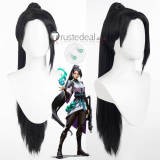 Valorant Jett Wushu Sage Viper Agents Skye Silver White Ponytail Black Cosplay Wig