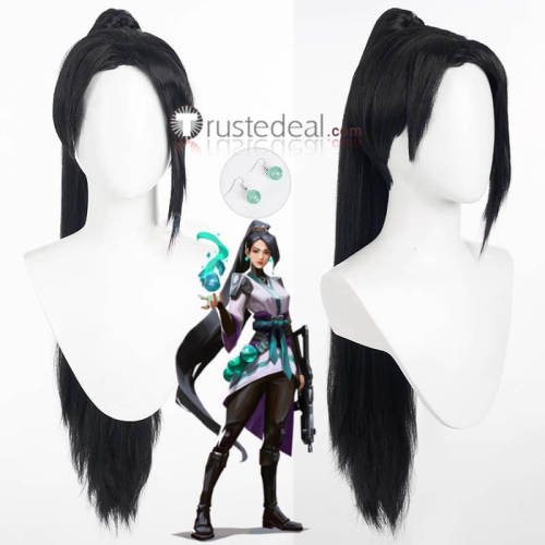 Valorant Jett Wushu Sage Viper Agents Skye Silver White Ponytail Black Cosplay Wig