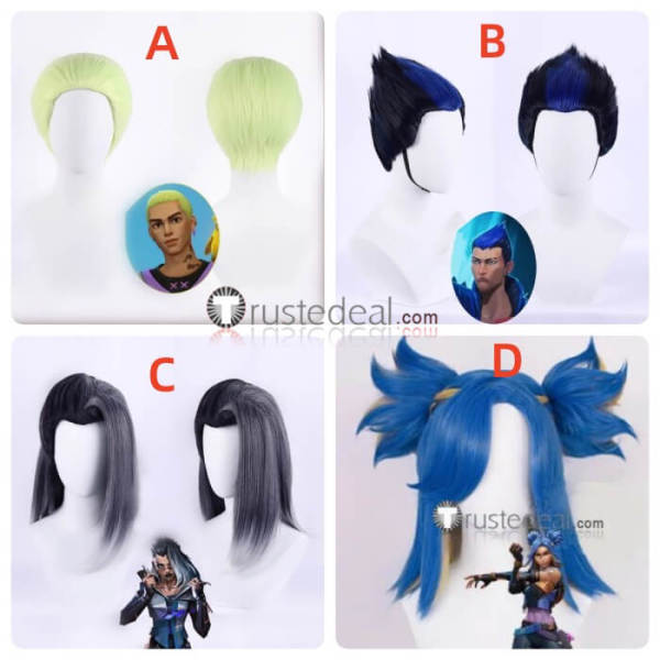 Valorant Fade Neon Gekko Yoru Blue Grey Cosplay Wig