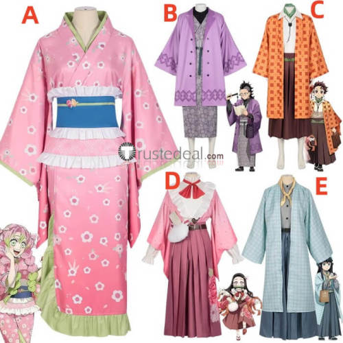 Kimetsu no Yaiba Demon Slayer Mitsuri Kanroji Tanjiro Nezuko Genya Muichiro Yukata Kimono Cosplay Costume