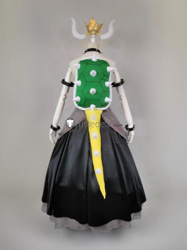 Super Mario Bros Bowsette Princess Bowser Turtle Shell Crown Horns Black Cosplay Costume 1
