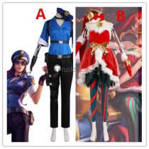 League of Legends LOL Ambitious Elf Jinx Christmas Officer Caitlyn Cosplay Costume